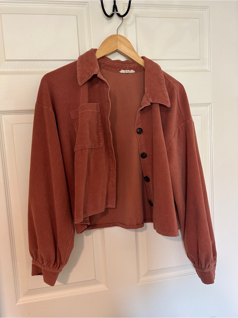 Madewell Cropped Corduroy Button-Front Jacket in Rust